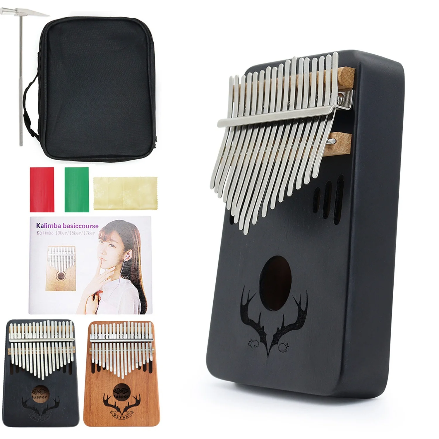 

17 Keys, Mahogany Thumb Piano, Kalimba Free Bag (sound Hole Reindeer Horn)