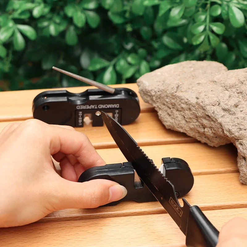 4-in-1 Portable Knife Sharpening Tool Outdoor Portable Multi-functional Tungsten Steel Knife Sharpener Knife Sharpening Rod