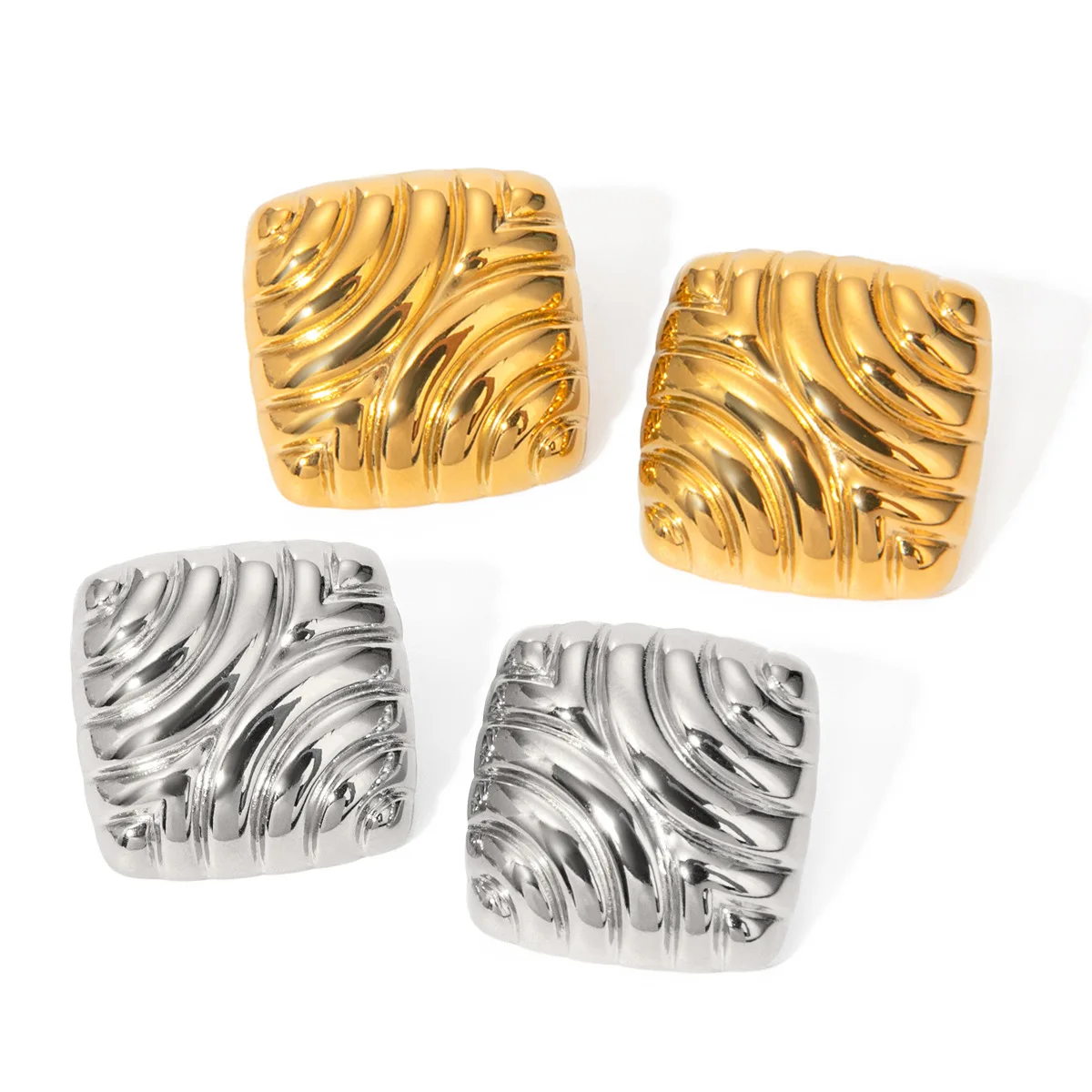 

Stainless Steel PVD 18K Gold Plated Tarnish Waterproof Square Beads Stud Earrings For Woman Jewelry Wholesale INS