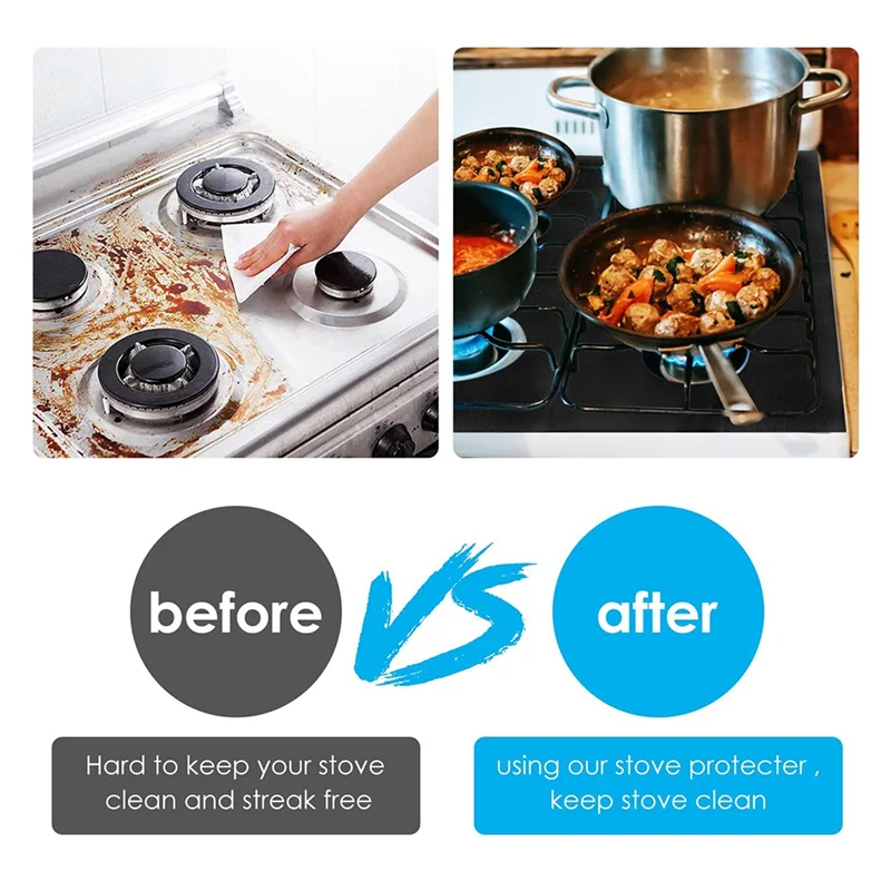 ABMH-3PCS Stove Burner Cover For Range 0.01 Inch 0.25Mm Thick Stove Top Burner Covers Heat Resistant Cuttable For Kitchen Black