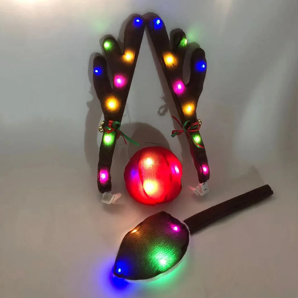 Cars Luminous Antlers Christmas Reindeer Kit with Light for Lights Horns Auto Accessories Rudolph Decoration