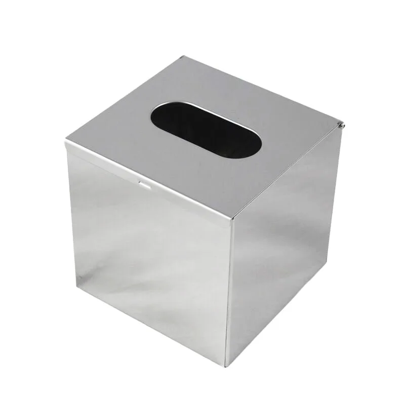 Stainless Steel Countertop Paper Square Desktop Tissue Box Homestay Square Tissue Paper Wipe Hand Box