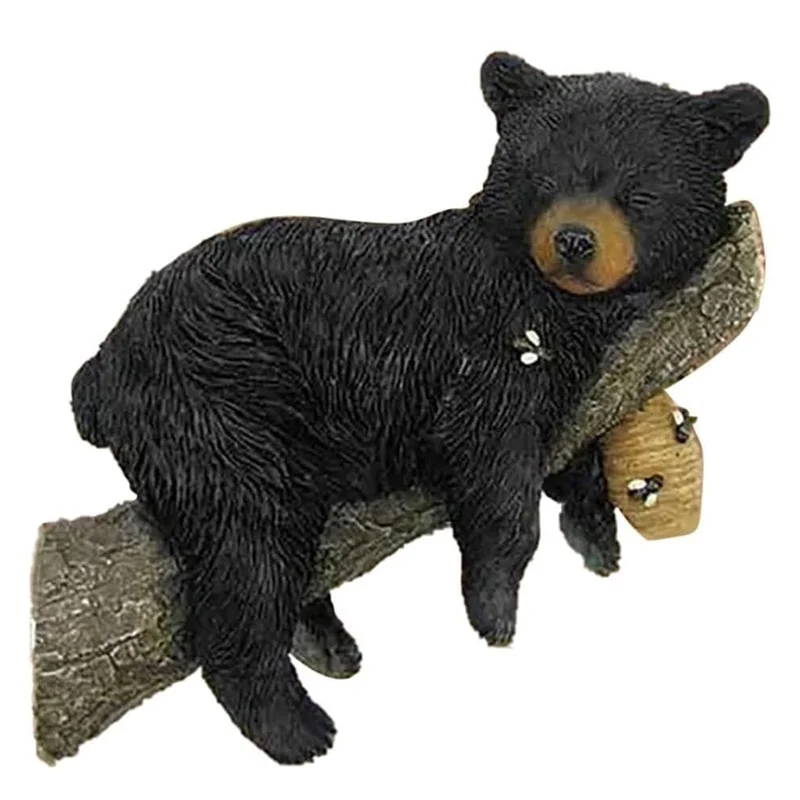 Cute Bear Napping Hanging Out in a Tree Sculpture,Funny Black Bear Napping Hanging Out in a Tree Figurine