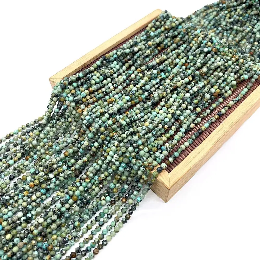 

Natural African Turquoise Beads 2-4mm Faceted Straight-hole Round Bead 1strand For Creative Necklace Bracelet Jewelry DIY Making