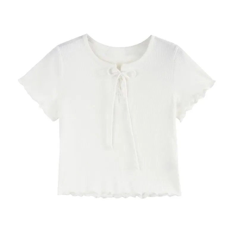 

Outlet High Waist ort Sve T-irt Women's ort Sle Faion Summer Slim Fit Belly Button Top Trendy Polyester Spandex