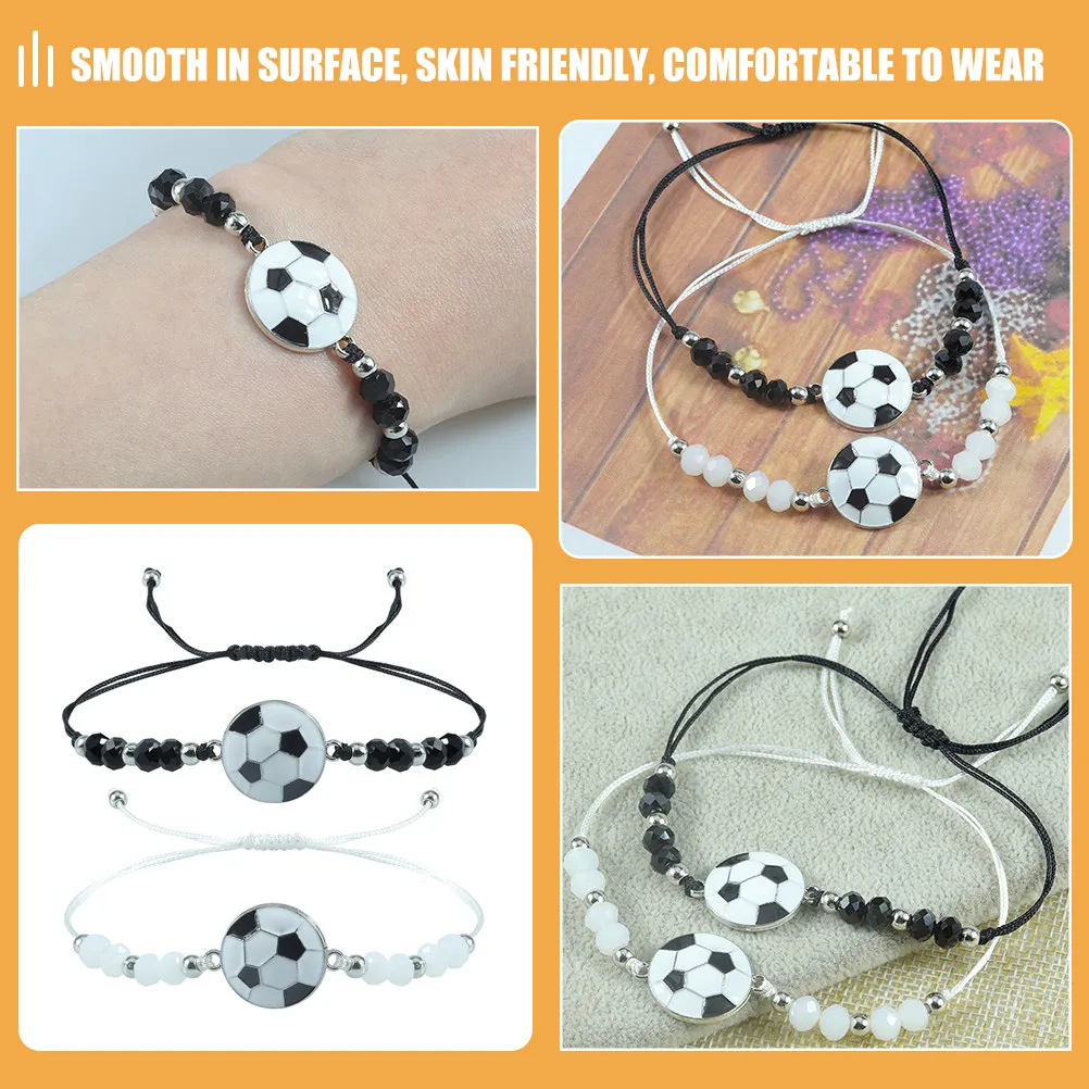 

2Pcs Soccer Bracelet Adjustable Couple Bracelets Stylish Wristbands Football Souvenirs Sports Fans Accessories for Men Women