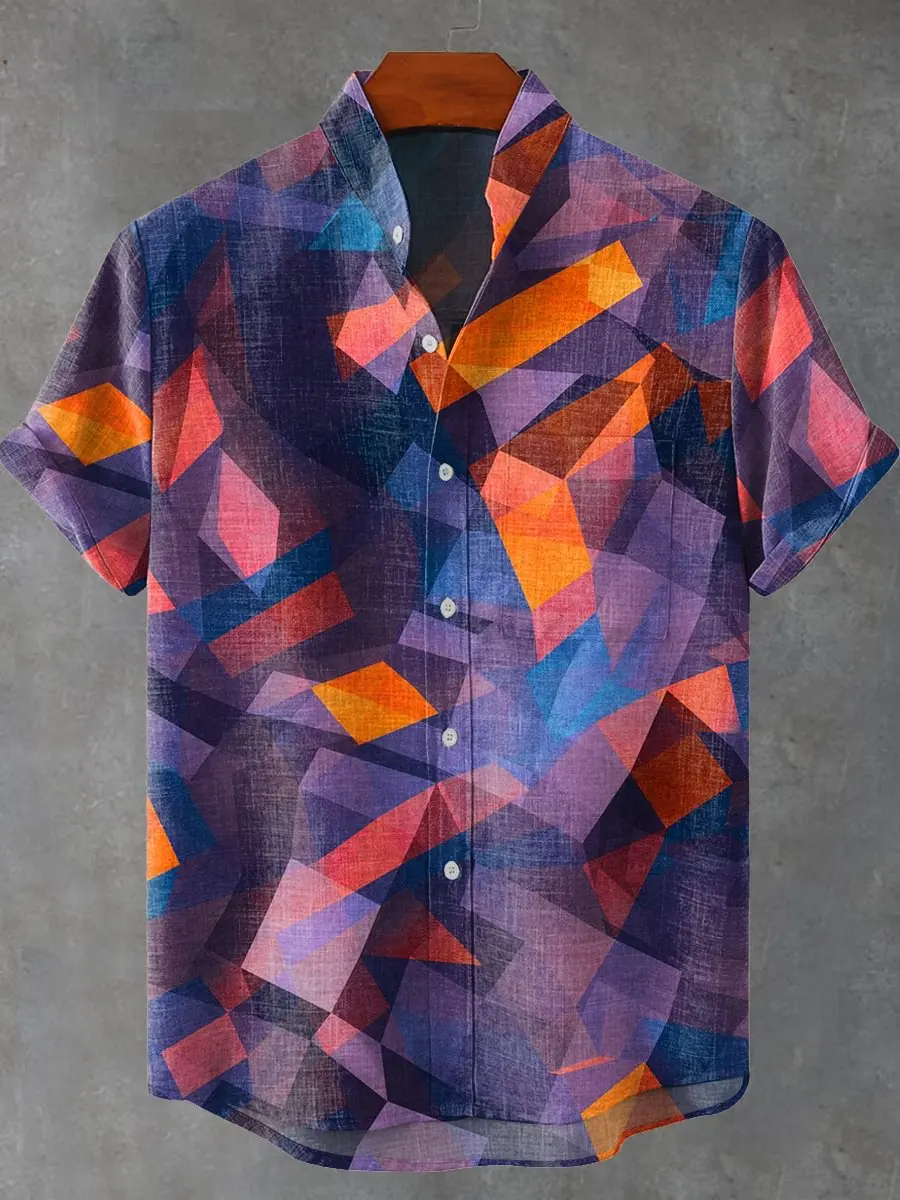 

Мужская рубашка с коротким рукавом, льняная летняя рубашка с принтом осьминога, гавайская рубашка с коротким рукавом, однорядная модная рубашка на молнии