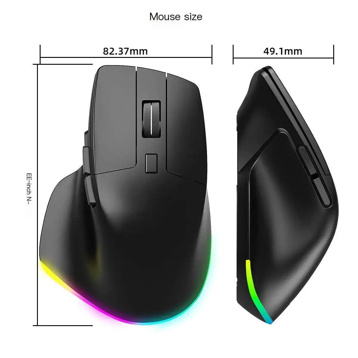 2.4G بلوتوث لاسلكي ثلاثي الوضع ماوس عمودي بيئة العمل الألعاب البصرية RGB مضيئة الكمبيوتر USB شحن 1600 ديسيبل متوحد الخواص الكمبيوتر المحمول الفئران