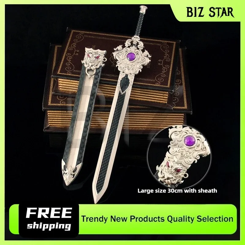 30cm/11.81in três reinos qingang espada com bainha escondido pavilhão do soldado periféricos de jogo armas chinesas antigas brinquedos