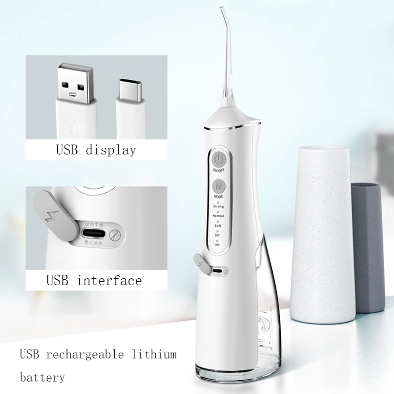 Electric Oral Irrigator Water Flosser Portable Cordless 4 Jets 4 Modes Rechargeable Dental Water Jet Irrigator Dental Teeth