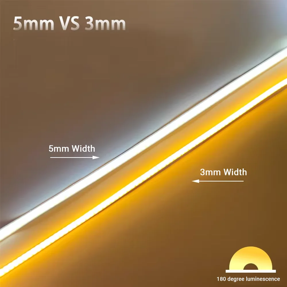 Orange 3mm 5mm COB Led Strip Lights 12V 24V 400leds/m Soft Flexible Dimmable LED tape FCOB Ra90 for Decor 3000K 4000K 6000K 5m
