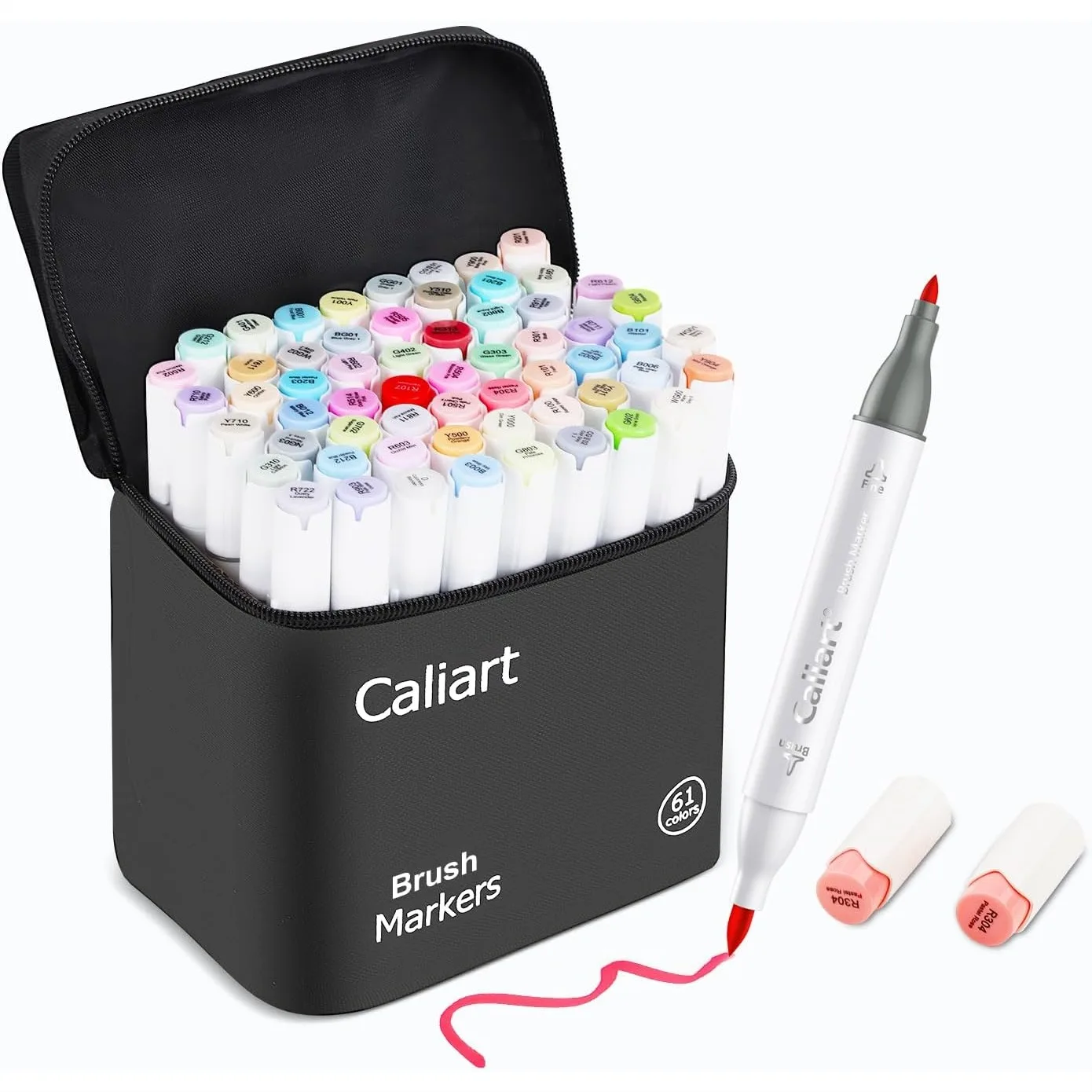 

61 Colors Pastel Alcohol Markers with Brush & Fine Tip, Dual Tip Art Pens for Adult Coloring Books Drawing Gifts