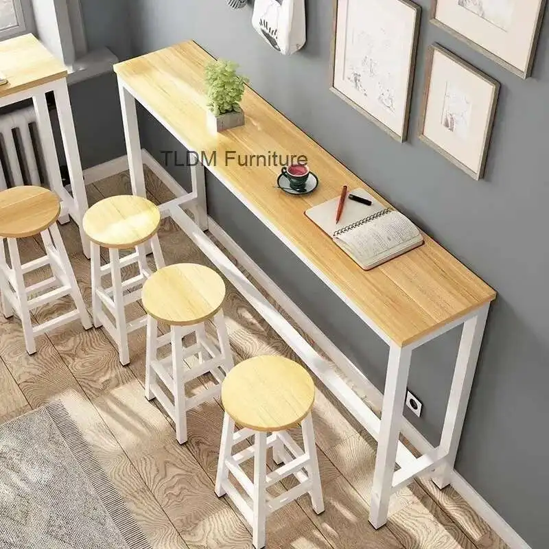

Milk Tea Shop Against The Wall Bar Tables for Commercial Furniture Home Long Table Balcony Window Living Room Narrow Bar Table
