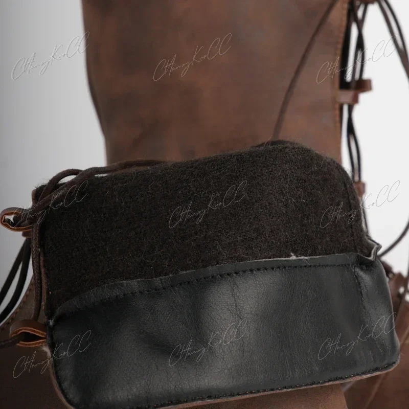 Middeleeuwse Steampunk Vintage Lolita Schoenen Leren Laarzen Cross Lace Up Elf Hunter Queen Cosplay Voor Vrouwen Mannen Rekwisieten