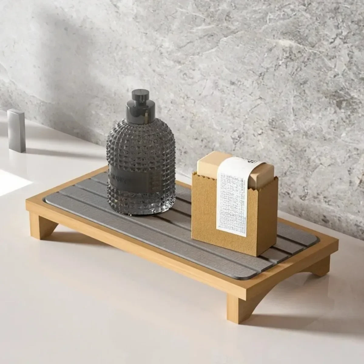 yesFast Dry Sink Caddy Sponge Holder with Drain Kitchen Organizer Soap Dish Rack Keep Countertop Clean Storage Solution