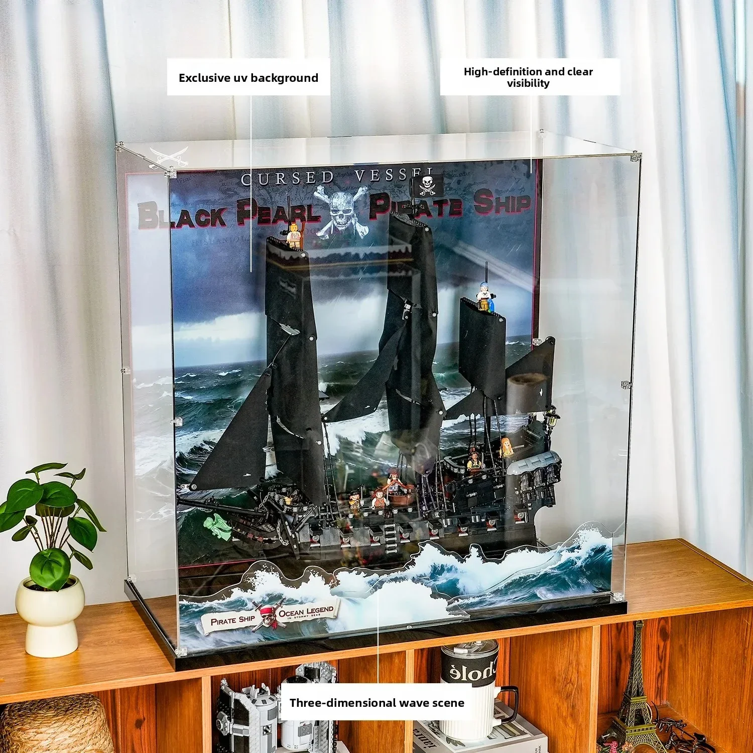 Suitable for LEGO 10365 Pirates of the Caribbean Black Pearl Building Block Storage Display Box Dust Cover