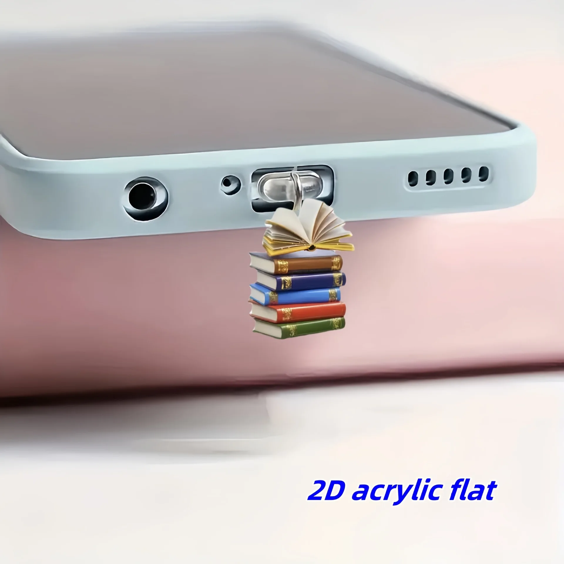 Милый 2D плоский акриловый красочный книжный узор, пылезащитная заглушка для мобильного телефона, аксессуары, украшения для IPhone Samsung Type-C, пылезащитный чехол