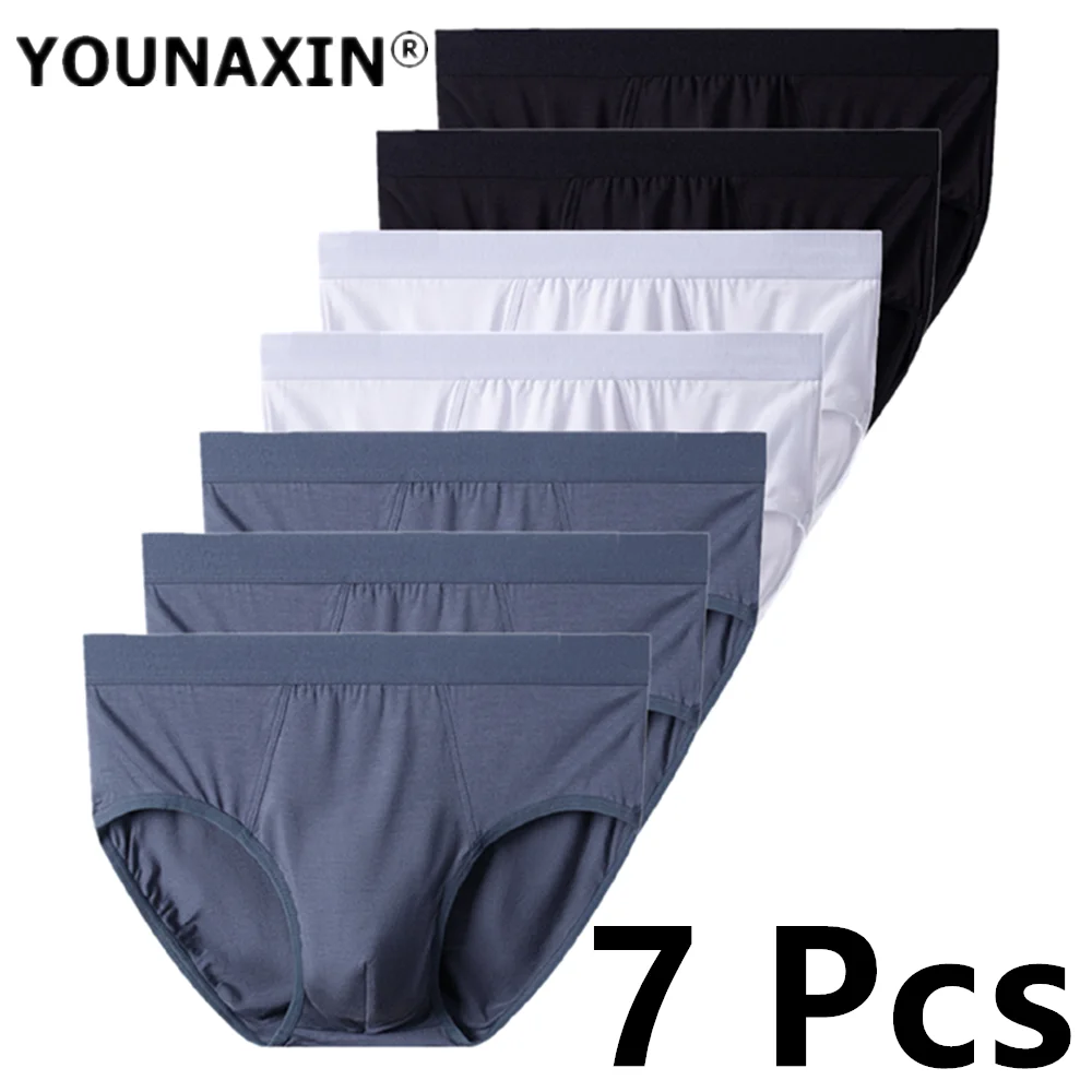 

7 Pcs Men Big Size Solid Briefs Underwear Sexy Lingerie Panties Underpants Undies White Undershorts Yellow Knickers L XL 2XL 3XL