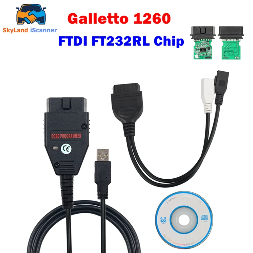 

Galletto 1260 FTDI FT232RQ RL EOBD программатор ECU для чтения и записи автомобильного ECU Flasher работает для мультиавтомобиля OBDII диагностика многоязычная