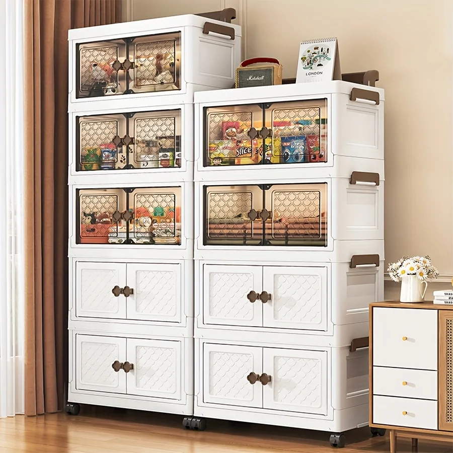 

For 45cm Cart-Style Foldable Storage Cabinet with Rolling Wheels,3-5 Tier,for Living Room/Bedroom/Kitchen/Study,3 Colors Opt