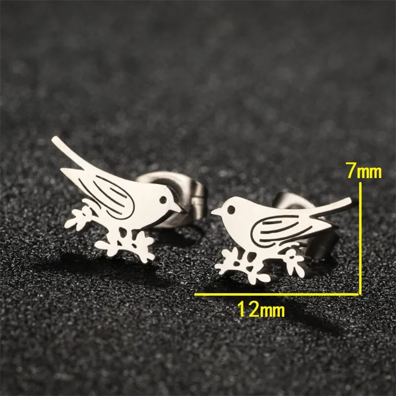 Stainless Steel Mini Stud Earrings for Women Girls Jewelry Minimalist Neuron Skull Face Music Earings Piercing Pendientes Mujer