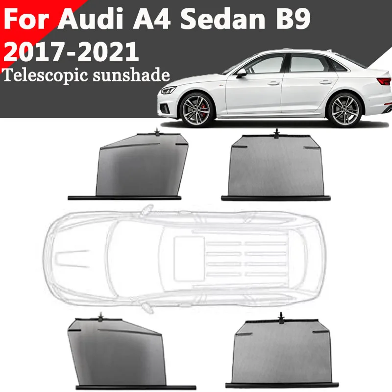For Audi A4 Sedan B9 2017-2021 Car Telescopic Sunshade Side Window Curtain Sun UV Protection Retractable Visor Auto Accessory