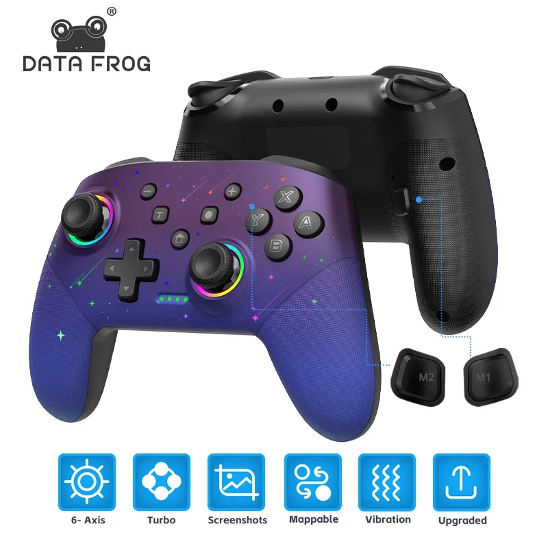 

Беспроводной игровой контроллер Data Frog Pro с программируемой функцией Turbo и RGB-подсветкой, совместимый с консолями Switch OLED/LITE/PC