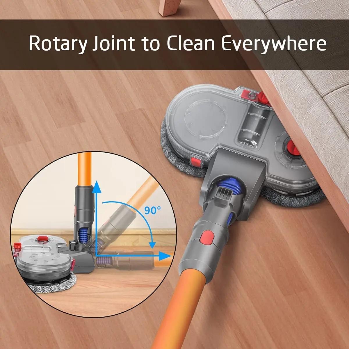 A09G-Mop Attachment for Dyson V15 V11 V10 V8 V7 Vacuum Cleaner, Electric Mop Attachment with Water Tank and 12 Washable Mops