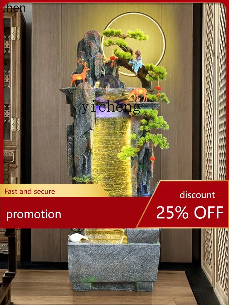 YFY  Large Rockery Water Humidifier Fengshui Wheel Water Curtain Wall Decorative Ornaments