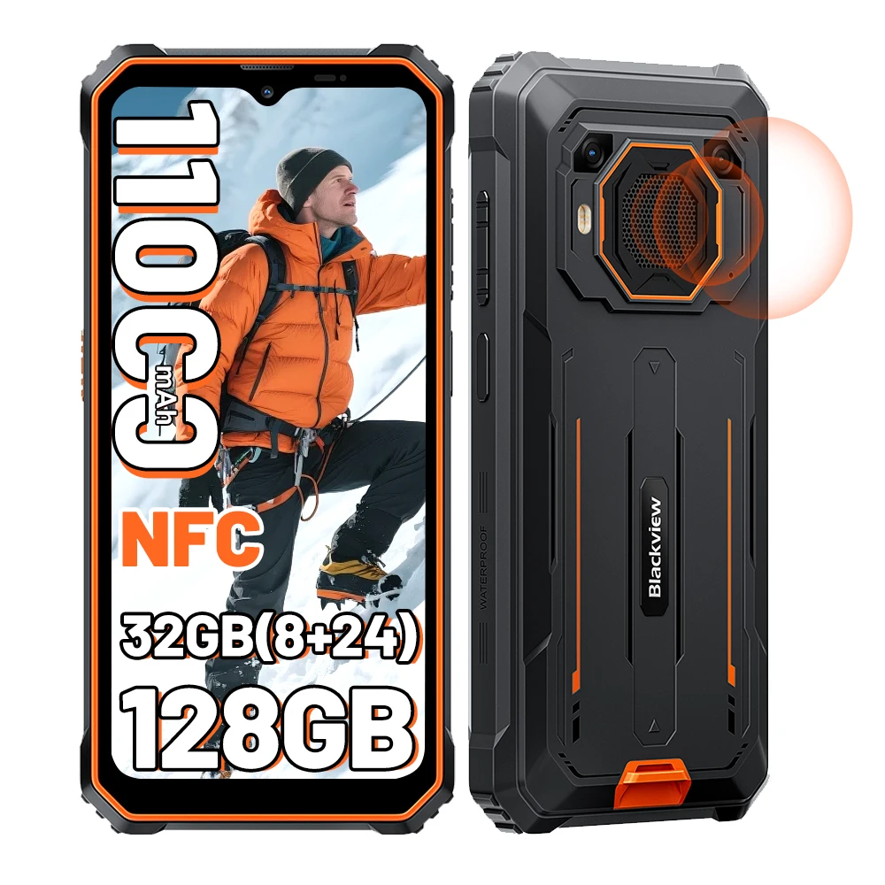 BLACKVIEW BV6200 Plus [Zonder EU-oplader] Robuuste Smartphone 32GB(8+24) + 128GB 11000mAh Android 15 Mobiele telefoon 6.56'' 90Hz NFC
