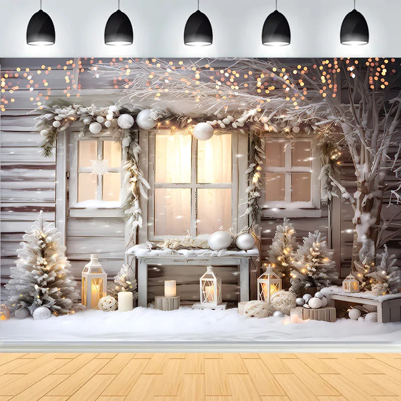 Christmas Day Fireplace Living Room Photography Backdrops New Year Holiday Fireplace Patio Indoor Party Background DJ-03 - Image 3
