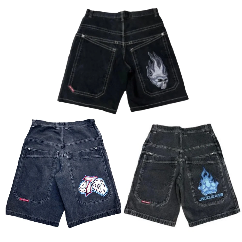 Short de basket-ball en denim baggy gothique pour hommes, poche Hip Hop, vêtements de rue rétro Harajuku, été, Y2K, 2024