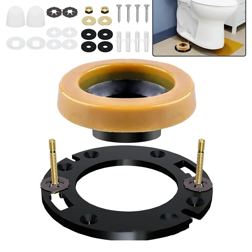

Комплект для ремонта фланцев унитаза: восковое кольцо для ремонта ванной комнаты, сверхтолстое, заполняет зазоры до 1 дюйма, герметичные и водонепроницаемые уплотнители