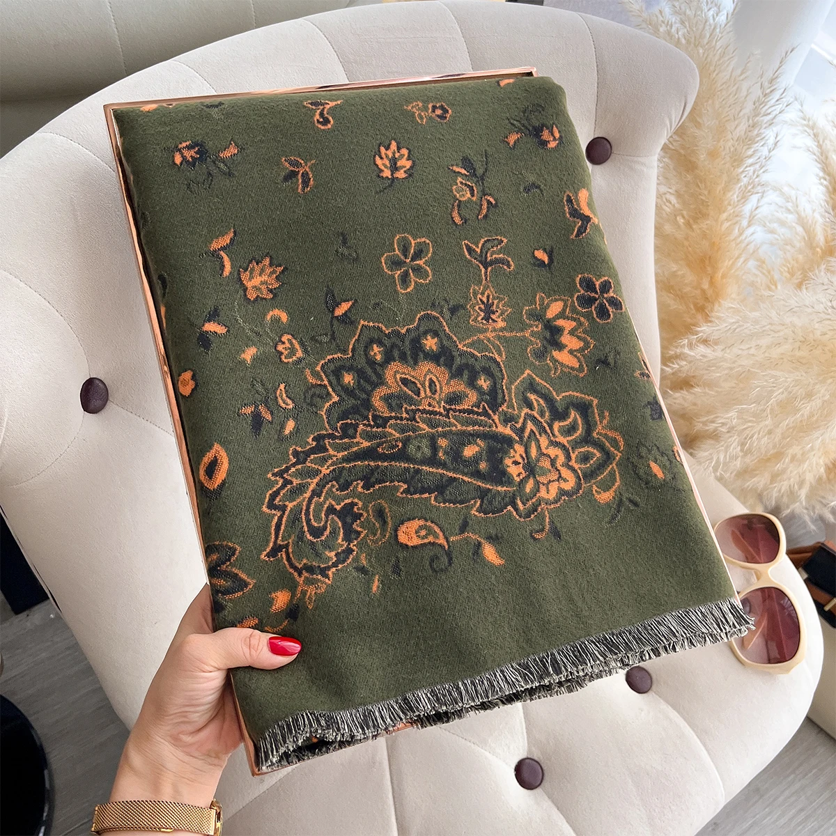 Neue Winter Eleganz Kaschmir Schal Frauen Paisley Zwei-Seitige Schal Weibliche Pashmina Luxus Marke Poncho Dicke Decke Warme Bufanda – Detail 22