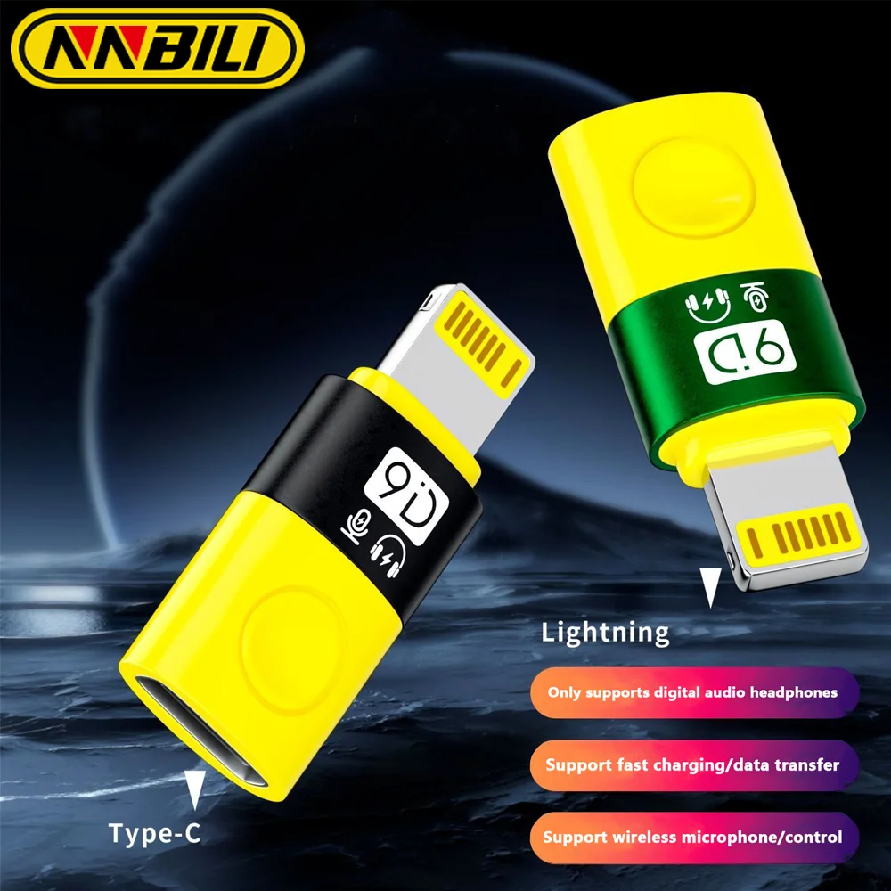 

NNBILI Suitable for Apple Converter TypeC to Apple Digital Audio Earphones to Lighting Adapter Microphone