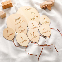 Baby Wooden Balloon Milestone Newborn Birth 1-12 Month Card Birthday Gift Toddler Wooden Commemorativenir Photography Prop Toy