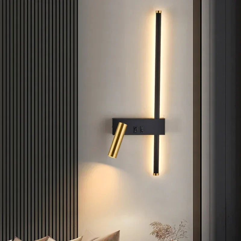 Wall Lamp Home Room Decoration Composite Minimalist Strip LED Lights Modern Living  Background Adjustable Angl Art Spot Light