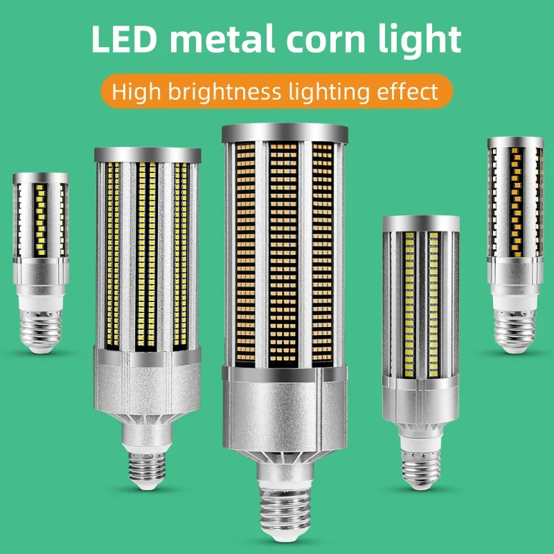 Pop High Power LED Corn Light E27 AC100-277V LED Lamp 15W 25W 35W 50W 60W 80W 100WE39 LED Bulb Aluminum Fan Cooling No Flicker L