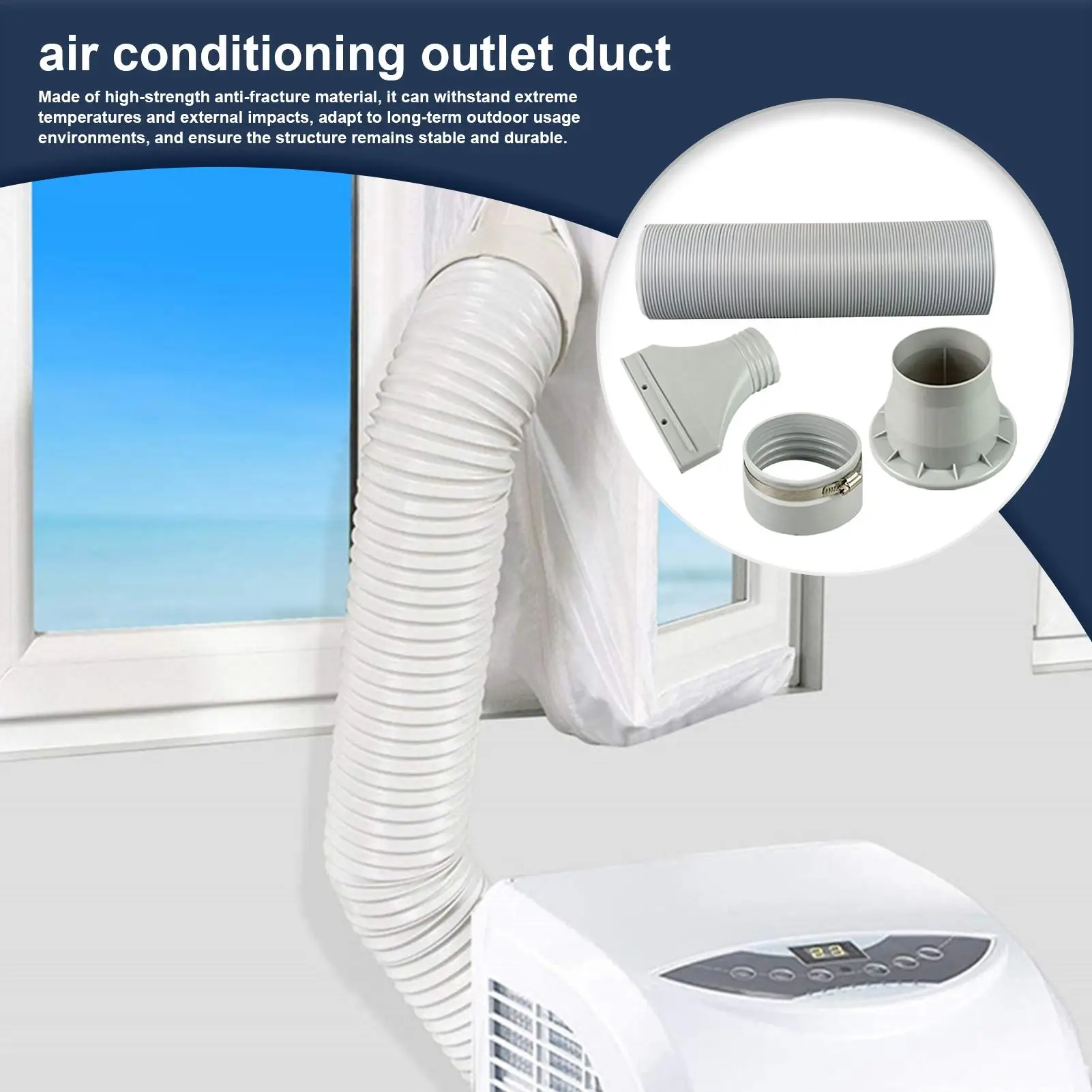 Portable AC Hose Vent Kit Portable Air Conditioner Exhaust Hose Extension Ventilation Replacement Adapter For Bedroom Study Room