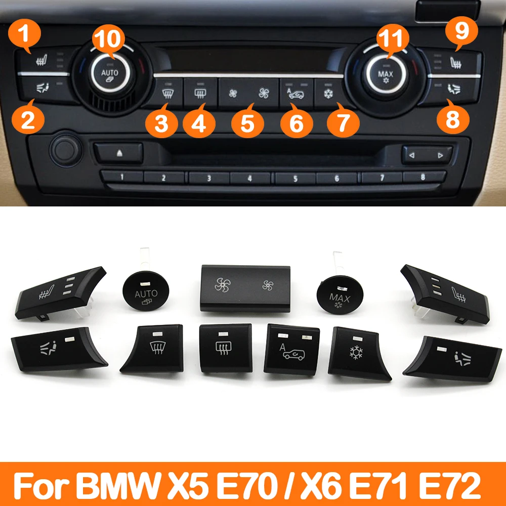 Auto Armaturenbrett Klimaanlage Ac Ventilative Zirkulation Einstellen Schalter Lüfter Taste Tasten Abdeckung Kappe für BMW X5 E70 X6 E71 E72