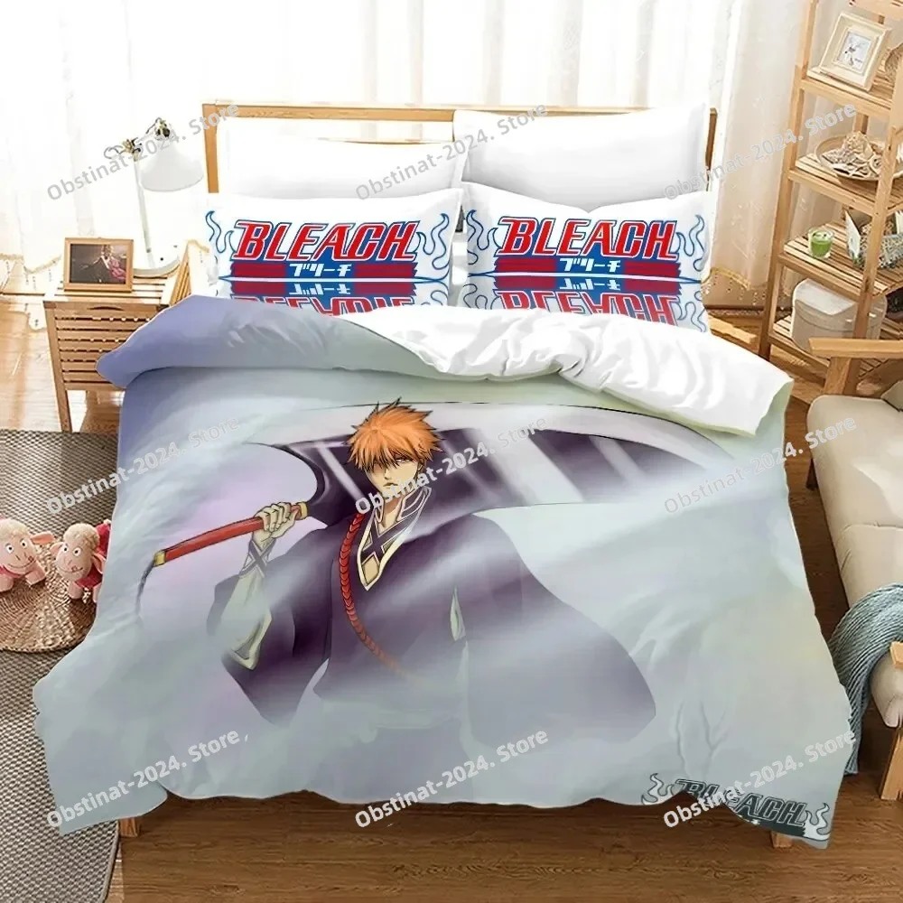 

Anime Bleach Kurosaki Ichigo Bedding set Printed Duvet Cover Pillowcase Single Double Queen Super King Size Sets