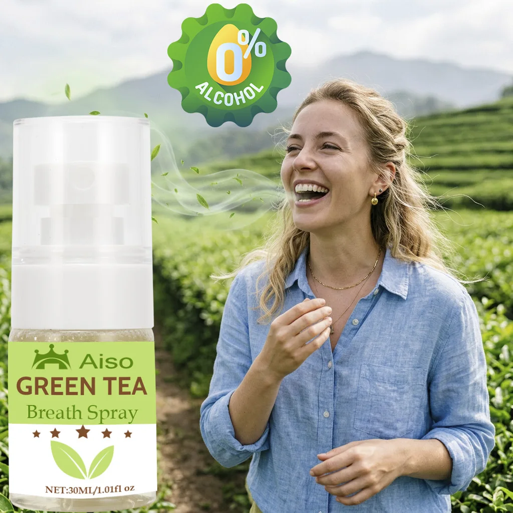 30ml Green Tea Oral Freshening Spray, Freshens Breath, Perfect for Travel and Dates.