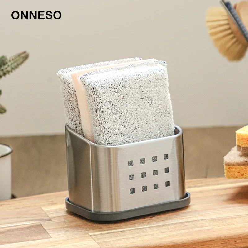 

Stainless steel dish sponge placing rack Shelf organizer Drain off water bacteriostasis Kitchen Organizer Sponge Holder