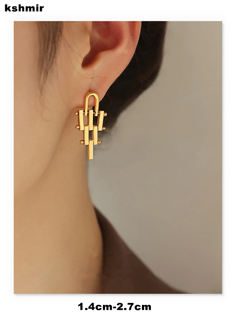 

kshmir 2023 New metal stitching earrings women's fashion simple earrings jewelry accessories gift