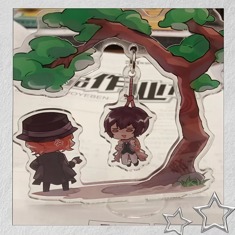 Funny Swing Dazai Chuuya Acrylic Stand 10cm Bungo Stray‑Dogs Figure Tree Hanging Desktop Decor Anime Merch For Collection