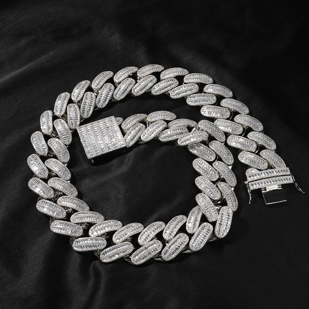 Imagem -03 - Rei Bling Enorme 40 mm Baguette Cubana Chain Colar para Homens Super Grande Iced Out Zircon Micro Pavimentar Configuração Hip Hop Jóias o