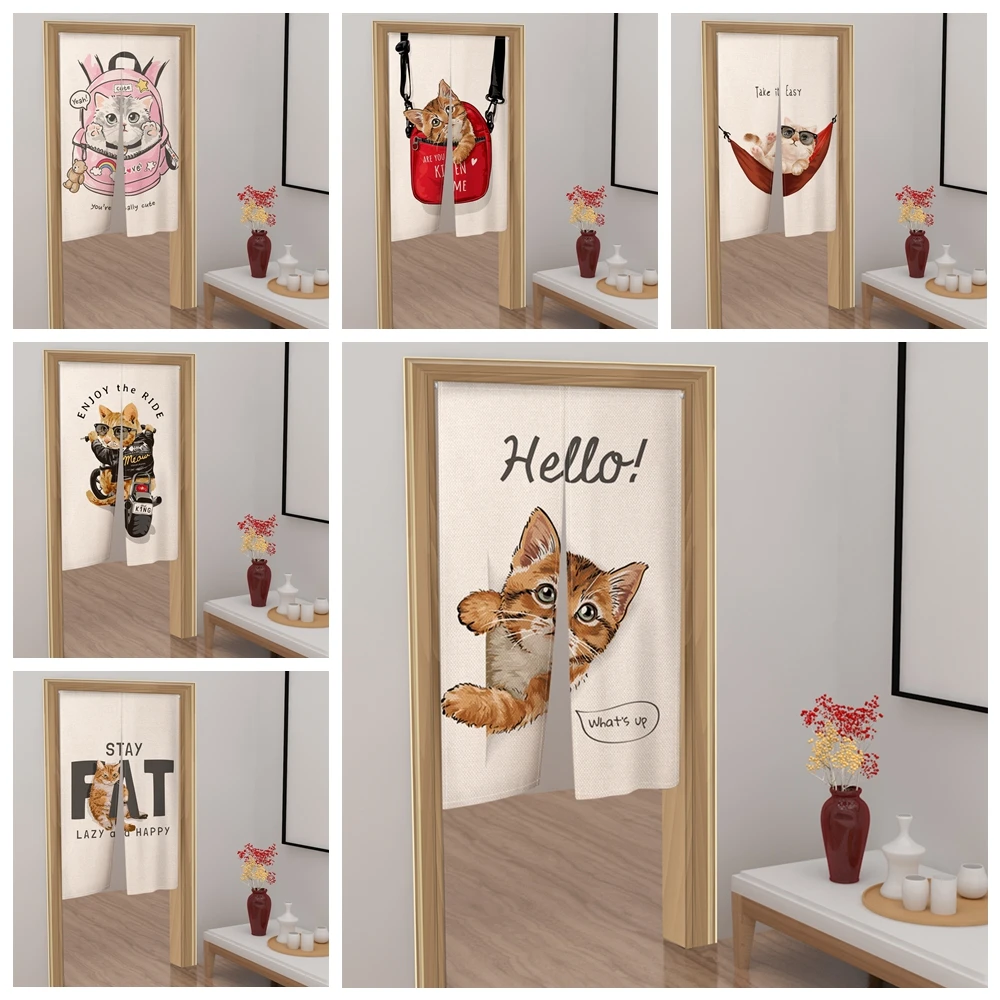 

Japanese Lucky Cat Door Curtain Kitchen Partition Bedroom Bathroom Entrance Moon Armor Partition Kitchen Doorway Curtains