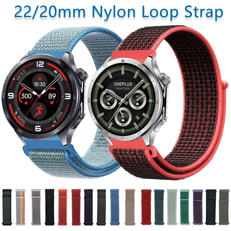 22/20mm Nylon Loop Strap for OnePlus Watch 3 2R 2/46mm Breathable Replaceable Wristband For OPPO Watch X/X2 Bracelet Accessories