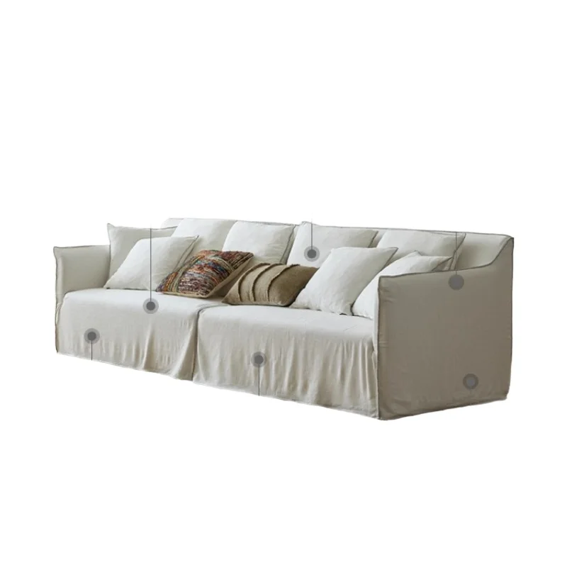 

The linen sofa can be completely disassembled. The small apartment sofa is a simple and modern cotton and linen straight sofa.
