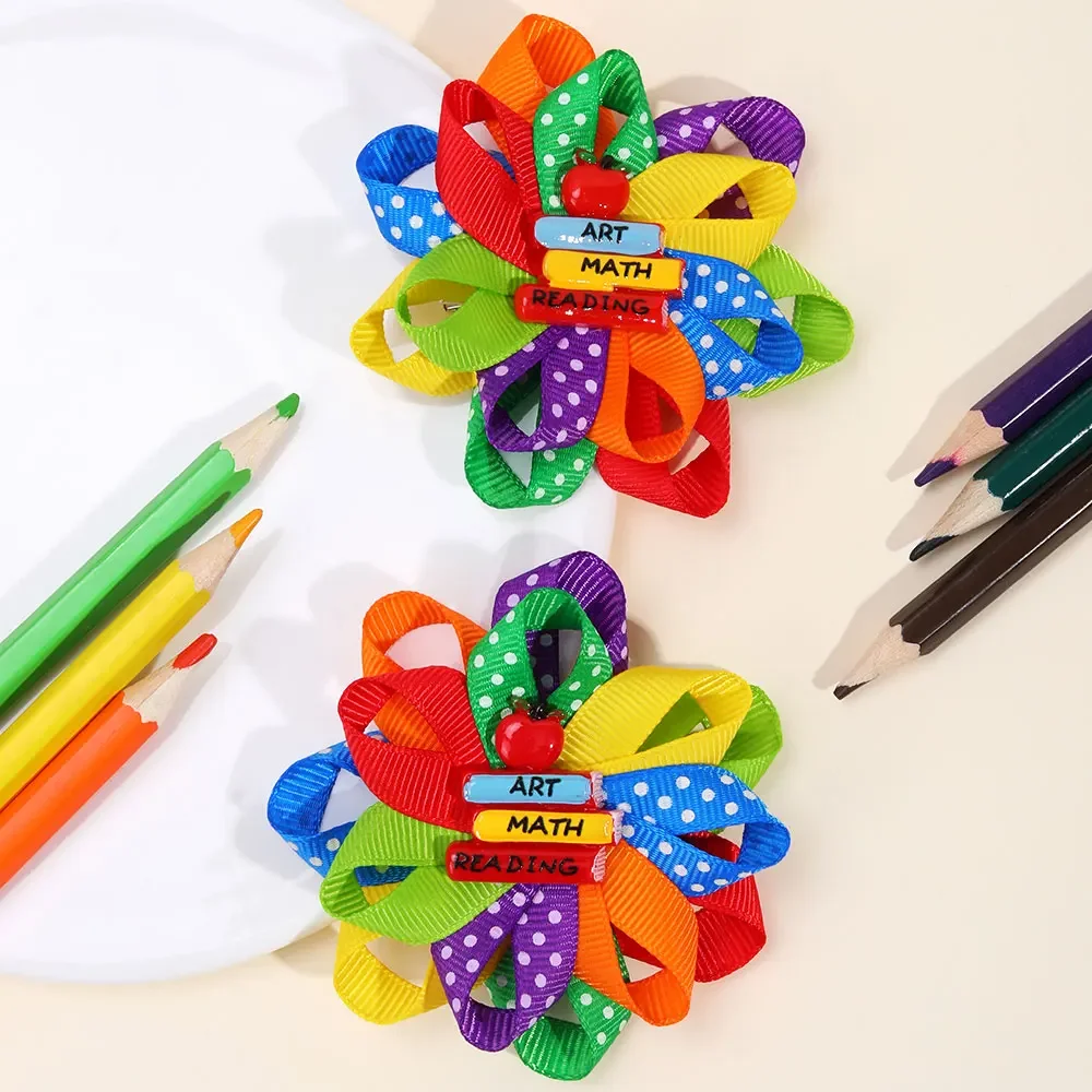 2Pcs Rainbow Flower Hair Clip Halloween Ghost Party Hairpin Cut Bee Back To School Barrettes Princess Floral Kids Headwear